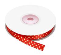 sourcing map Polka Dots Grosgrain Ribbon 25 Yards 3/8 Inch Dark Red with Gold Dots Polka Dots Ribbon Bow Decoration for Crafts Gift Wrapping Wedding DIY Handmade
