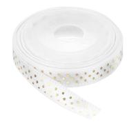sourcing map Polka Dots Grosgrain Ribbon 5 Yards 1/4 Inch White with Gold Dots Polka Dots Ribbon Bow Decoration for Crafts Gift Wrapping Wedding DIY Handmade
