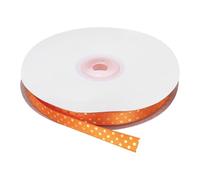 sourcing map Polka Dots Grosgrain Ribbon 50 Yards 3/8 Inch Orange with Gold Dots Polka Dots Ribbon Bow Decoration for Crafts Gift Wrapping Wedding DIY Handmade