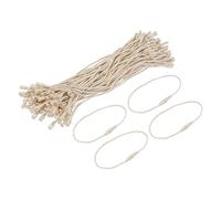 sourcing map Polyester Rope Hang Tag String Snap Lock Pins Loop Price Tag Fastener Plastic Tags Ties 190mm/7.48 Inch Length,1mm/0.04 Inch Dia,Pack of 100,Beige