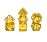 sourcing map Polyhedral Dice Set, 7 Pcs Acrylic Dice for Role Playing Table Games Tabletop Gaming Accessories, Transparent Yellow