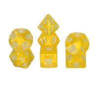 sourcing map Polyhedral Dice Set, 7 Pcs Acrylic Dice for Role Playing Table Games Tabletop Gaming Accessories, Sparkling Yellow