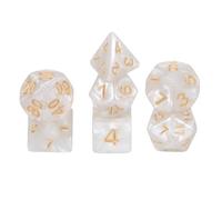 sourcing map Polyhedral Dice Set, 7 Pcs Acrylic Dice for Role Playing Table Games Tabletop Gaming Accessories, Pearlescent White