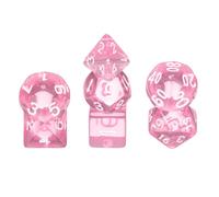 sourcing map Polyhedral Dice Set, 7 Pcs Acrylic Dice for Role Playing Table Games Tabletop Gaming Accessories, Transparent Pink