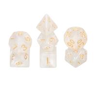 sourcing map Polyhedral Dice Set, 7 Pcs Acrylic Dice for Role Playing Table Games Tabletop Gaming Accessories, Sparkling White