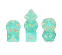 sourcing map Polyhedral Dice Set, 7 Pcs Acrylic Dice for Role Playing Table Games Tabletop Gaming Accessories, Sparkling Light Green