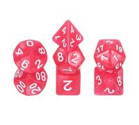 sourcing map Polyhedral Dice Set, 7 Pcs Acrylic Dice for Role Playing Table Games Tabletop Gaming Accessories, Sparkling Pink