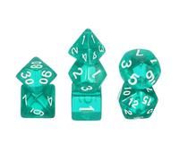 sourcing map Polyhedral Dice Set, 7 Pcs Acrylic Dice for Role Playing Table Games Tabletop Gaming Accessories, Transparent Water Green