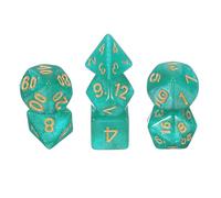 sourcing map Polyhedral Dice Set, 7 Pcs Acrylic Dice for Role Playing Table Games Tabletop Gaming Accessories, Sparkling Water Green
