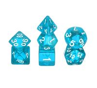 sourcing map Polyhedral Dice Set, 7 Pcs Acrylic Dice for Role Playing Table Games Tabletop Gaming Accessories, Transparent Water Blue