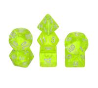 sourcing map Polyhedral Dice Set, 7 Pcs Acrylic Dice for Role Playing Table Games Tabletop Gaming Accessories, Sparkling Neon Yellow