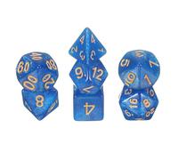 sourcing map Polyhedral Dice Set, 7 Pcs Acrylic Dice for Role Playing Table Games Tabletop Gaming Accessories, Sparkling Light Blue