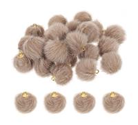 sourcing map Pom Pom Charm, 24Pcs 15mm - Faux Fur Fluffy Pom Poms Pendants Balls, Pom Poms for DIY Crafts Jewelry Making Keychain Accessory (Khaki)