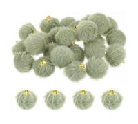 sourcing map Pom Pom Charm, 24Pcs 15mm - Faux Fur Fluffy Pom Poms Pendants Balls, Pom Poms for DIY Crafts Jewelry Making Keychain Accessory (Bean Green)