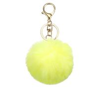 sourcing map Pom Pom Keychain, 8cm Faux Rabbit Fur Fluffy Pompoms Keyring, Soft Cute Plush Fluffy Ball Keychains for Women Purse Handbag Bag Pendant DIY Crafts, Yellow/Light Gold