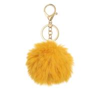 sourcing map Pom Pom Keychain, 8cm Faux Rabbit Fur Fluffy Pompoms Keyring, Soft Cute Plush Fluffy Ball Keychains for Women Purse Handbag Bag Pendant DIY Crafts, Ginger Yellow
