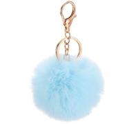 sourcing map Pom Pom Keychain, 8cm Faux Rabbit Fur Puff Ball Keychain, Soft Cute Plush Fluffy Ball Key Ring for Women Purse Handbags Backpack Pendant Charm (Light Blue)
