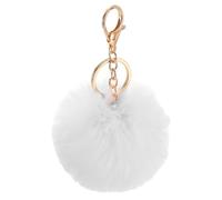 sourcing map Pom Pom Keychain, 8cm Faux Rabbit Fur Puff Ball Keychain, Soft Cute Plush Fluffy Ball Key Ring for Women Purse Handbags Backpack Pendant Charm (White)