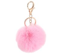 sourcing map Pom Pom Keychain, 8cm Faux Rabbit Fur Puff Ball Keychain, Soft Cute Plush Fluffy Ball Key Ring for Women Purse Handbags Backpack Pendant Charm (Pink)