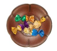 sourcing map Porcelain Serving Dish, 11cm Small Ceramic Candy Plate with Cloud Pattern Petal Shape Decorative Bowl for Wedding Party Household Living Room Candy Snack Plate, Brown
