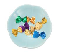 sourcing map Porcelain Serving Dish, 11cm Small Ceramic Candy Plate with Water Pattern Petal Shape Decorative Bowl for Wedding Party Household Living Room Candy Snack Plate, Powder Cyan