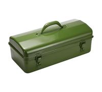 sourcing map Portable Steel Tool Box, 16.4" x 7.7" x 3.9" with Handle Double Metal Latch Trunk Tool Storage Box Metal Organizer Mountain Toolbox for Garage Warehouse Workshop Household, Green
