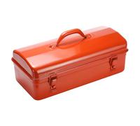 sourcing map Portable Steel Tool Box, 16.4" x 7.7" x 3.9" with Handle Double Metal Latch Trunk Tool Storage Box Metal Organizer Mountain Toolbox for Garage Warehouse Workshop Household, Orange