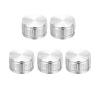sourcing map Potentiometer Control Knob 6mm D Type Shaft Electric Guitar Power Amplifiers Stereos, Bass 180 Degrees 6x30x17mm Aluminum Plastic Knobs Silver 5PCS