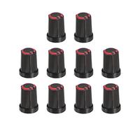 sourcing map Potentiometer Control Knob ABS Guitar Knob for 6mm D Type Shaft Electric Guitar Power Amplifiers Stereos,Bass Volume Tone 270 Degrees Rotary Knob Black Red 10PCS