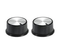 sourcing map Potentiometer Control Knob ABS Guitar Knob for 6mm D Type Shaft Electric Guitar Power Amplifiers Stereos,Volume Tone 180 Degrees Rotary Knob Black Silver 2PCS