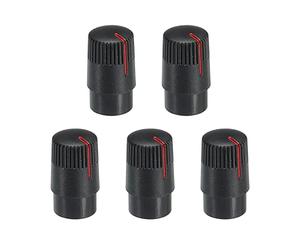 sourcing map Potentiometer Control Knob ABS Guitar Knob for 6mm D Type Shaft Electric Guitar Power Amplifiers Stereos,Bass Volume Tone 180 Degrees Rotary Knob Black Red 5PCS