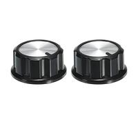 sourcing map Potentiometer Control Knob ABS Guitar Knob for Electric Guitar,Power Amplifiers Stereos,Bass Volume Tone 180 Degrees Rotary Knob 6mm D Type Shaft Black Silver 2PCS