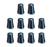 sourcing map Potentiometer Control Knob ABS Guitar Knob for Electric Guitar Power Amplifiers Stereos,Bass 6mm D Type Shaft 270 Degrees Black Blue 10PCS