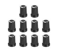 sourcing map Potentiometer Control Knob ABS Guitar Knob for Electric Guitar,Power Amplifiers Stereos,Bass Volume Tone 270 Degrees Rotary Knob 6mm D Type Shaft Black White 10PCS