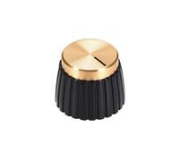 sourcing map Potentiometer Knob Style Amplifier Replacement Knob Black with Gold Cap Volume Control Knob