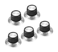sourcing map Potentiometer Knobs Aluminium Alloy 24x14mm 6mm Hole Scale Volume Control Knob Cap for Electric Guitar Bass with 5pcs Screws Black 5PCS