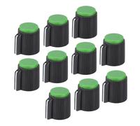 sourcing map Potentiometer Knobs Bakelite 13x15.5mm Volume Control Knob Cap for Guitar Bass,Volume Control,Mechanical Switch, Appliances,Audio 6mm Hole with 10pcs Set Screw Black Green 10PCS