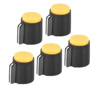 sourcing map Potentiometer Knobs Bakelite 13x15.5mm Volume Control Knob Cap for Guitar Bass,Volume Control,Mechanical Switch, Appliances,Audio 6mm Hole with 5pcs Set Screw Black Yellow 5PCS