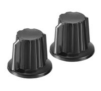 sourcing map Potentiometer Knobs Bakelite 24x20mm Volume Control Knob Cap for Guitar Bass,Volume Control,Mechanical Switch, Appliances,Audio 6mm Hole with 4pcs Set Screw Black 2PCS