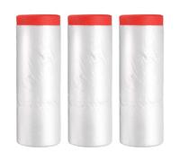 sourcing map Pre-Taped Masking Film, 7.9ft x 66ft High-Tack Painters Tape Plastic Drop Cloth with High-Tack Painters Tape for Painting Protection Red 3Pcs