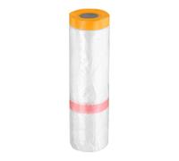 sourcing map Pre-Taped Masking Film 78.7" x65.6ft Double Adhesive Tape and Drape Painters Plastic Drop Cloth Film with Tape Plastic Sheeting for Automotive Painting Covering