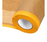 sourcing map Pre-Taped Masking Paper, 15CM x 15M/6" x 49 ft Paint Adhesive Protective Paper Painter Tape and Drape for Masking Auto Body Covering Wall Skirting Frames, Yellow