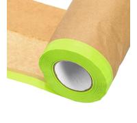 sourcing map Pre-Taped Masking Paper, 15CM x 15M/6" x 49 ft Paint Adhesive Protective Paper Painter Tape and Drape for Masking Auto Body Covering Wall Skirting Frames, Green