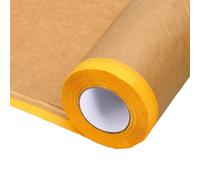 sourcing map Pre-Taped Masking Paper, 45CM x 15M/18 x 49 ft Paint Adhesive Protective Paper Painter Tape and Drape for Masking Auto Body Covering Wall Skirting Frames, Yellow