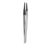 sourcing map Precision Ceramic Tweezer ESD-242 4.9" Stainless Steel Tweezers Straight Flat Anti-Static Non-Magnetic Heat Resistance Head Industrial Precision Tweezer for Jewelry Electronics