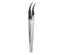 sourcing map Precision Ceramic Tweezer ESD-7A 5" Stainless Steel Tweezers Straight Curved Anti-Static Non-Magnetic Heat Resistance Head Industrial Precision Tweezer for Jewelry Electronics