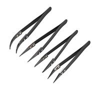 sourcing map Precision Ceramic Tweezers Set Non-Conductive Heat Resistant Anti-Static Straight Pointed Round Curved Small Curved Tweezers, 4 Pack