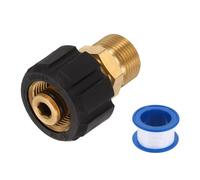 sourcing map Pressure Washer Adapter, M22 15mm Male to M22 14mm Female Quick Connect Fittings Brass Swivel Adapter with Sealant Tape for Pressure Power Washers Hose(Black Cap)