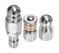sourcing map Pressure Washers Sewer Nozzle 1/4" Quick Connect 5000 PSI Stainless Steel Drain Blaster Rotating Button Nose Fixed Cleaning Water Hose Jet for Drain Cleaning Hose