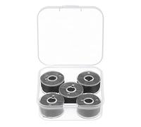 sourcing map Prewound Bobbin Thread Set of 5pcs with Storage Plastic Case for Embroidery and Sewing Machine, Black